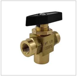 Brass 3 Way Ball Valve 1/8 Female NPT Instrument Panel Mount 1500 psi L Port Brass 3 Way Ball Valve 1/8 Female NPT Instrument Panel Mount 1500 psi L Port