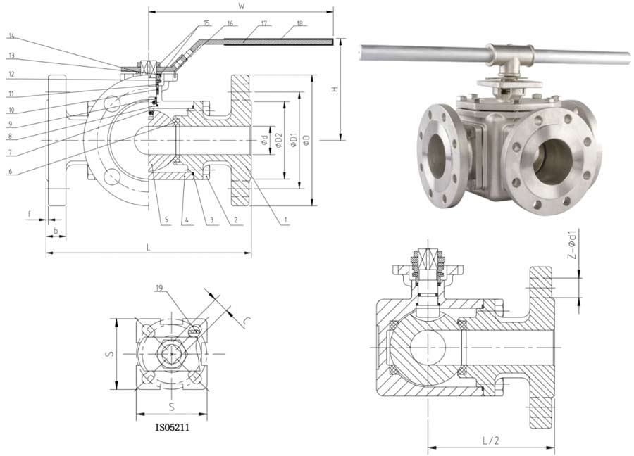 L Port Valve dimensions